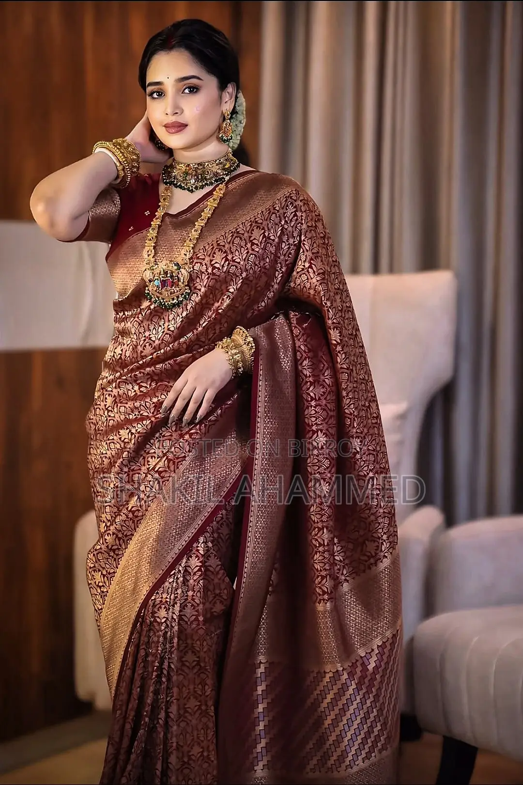প্রিয়তমা কাঞ্চিপুরম শাড়ি ব্লাউজ পিস সহ