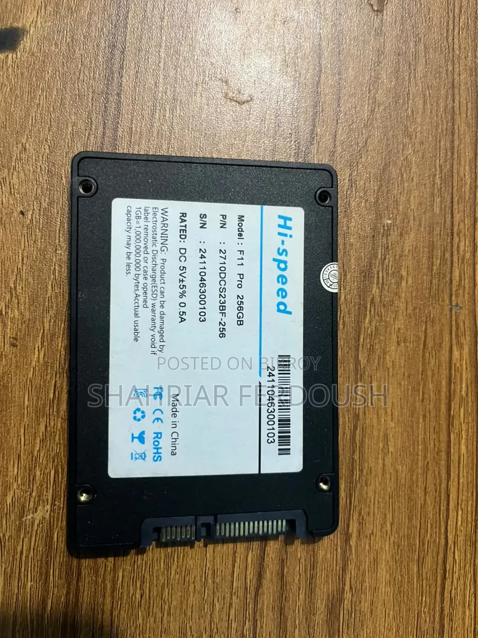 256 GB SATA SSD (100% Health)