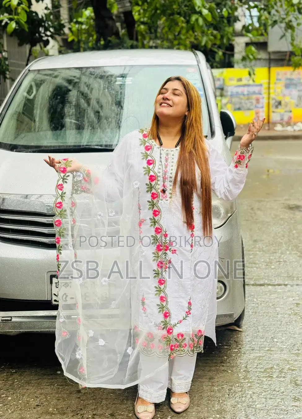 কটন এমব্রয়ডারি থ্রি পিস