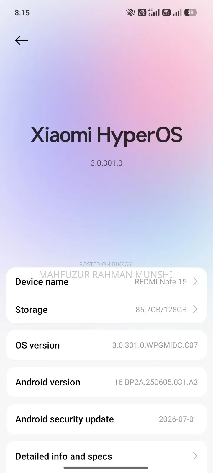 Xiaomi Redmi Note 15 128 GB
