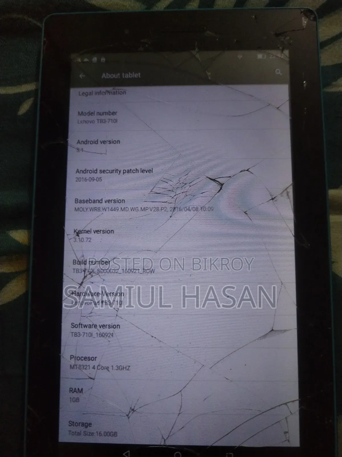 Lenovo Tab TB311FU 16 GB Black