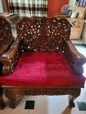 Burmese Teak Wood Carved Sofa Set Imported from Myanmar