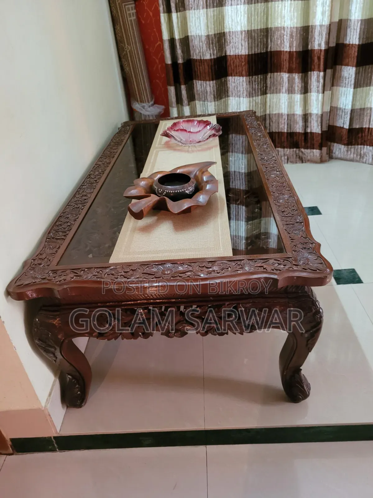 Burmese Teak Wood Carved Sofa Set Imported from Myanmar