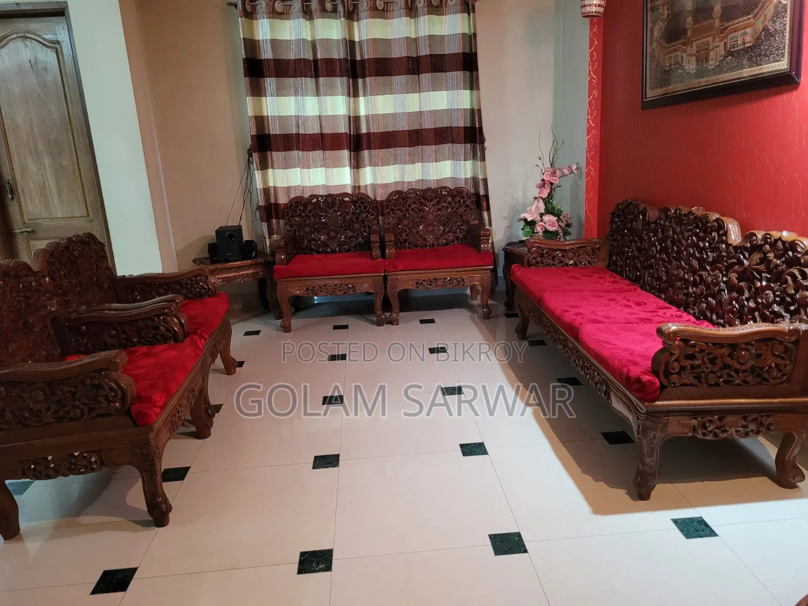 Burmese Teak Wood Carved Sofa Set Imported from Myanmar