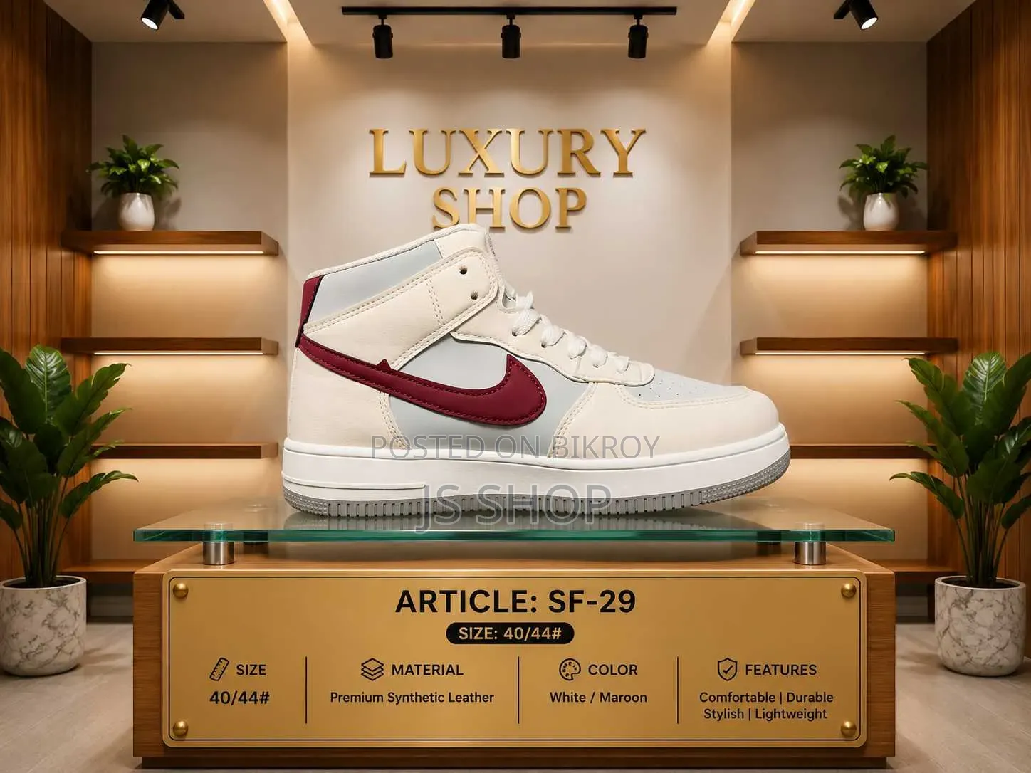 Premium High-Top Casual Sneakers for Men – White & Sky Blue