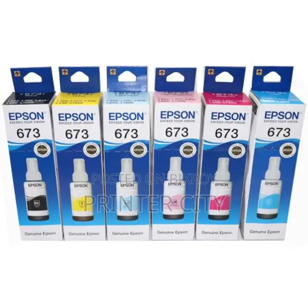 Epson 673 Original 6 Pcs Set Printer Ink Bottle Refill
