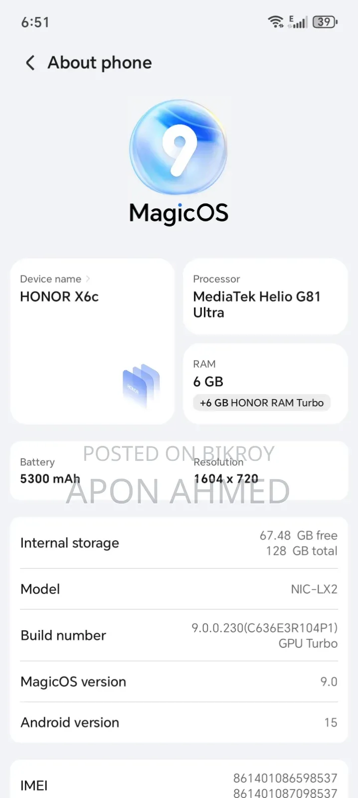Honor X6C 128 GB