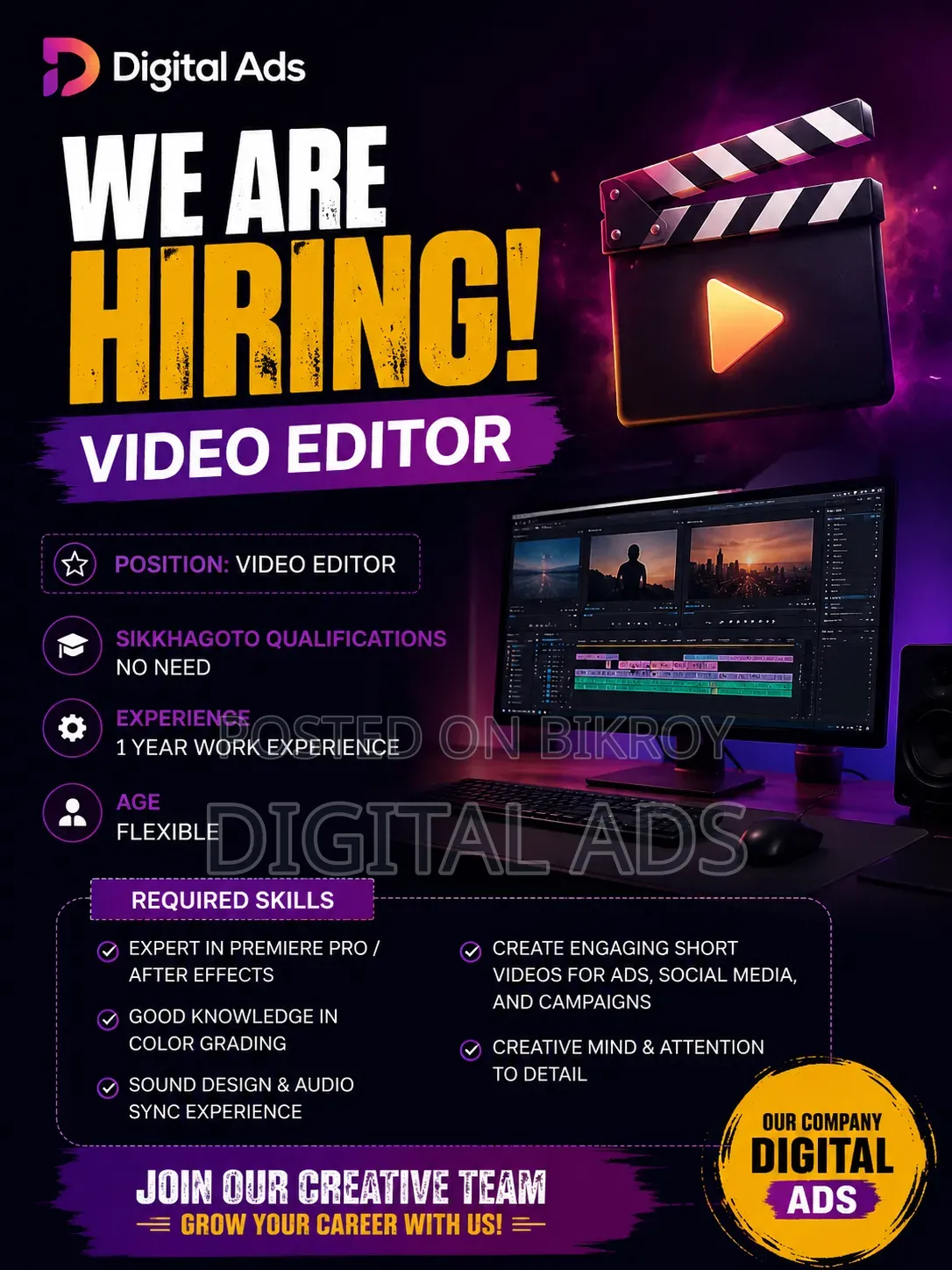 Video Editor Need Urgent Full Time Work From Home Possible Also