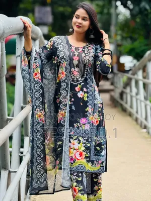Three piece set with digital print on full body in China DTX fabric.