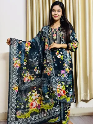 Three piece set with digital print on full body in China DTX fabric.