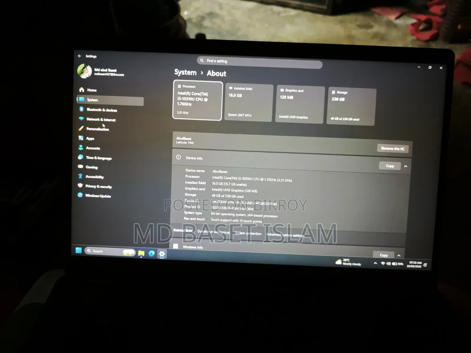 Laptop Dell Latitude 7410 16GB Intel Core i5 SSD 256GB