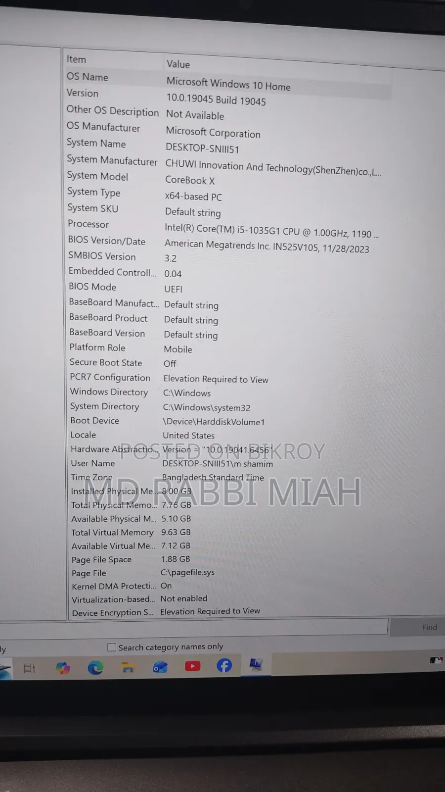 Laptop Chuwi 8GB Intel Core i5 SSD 256GB