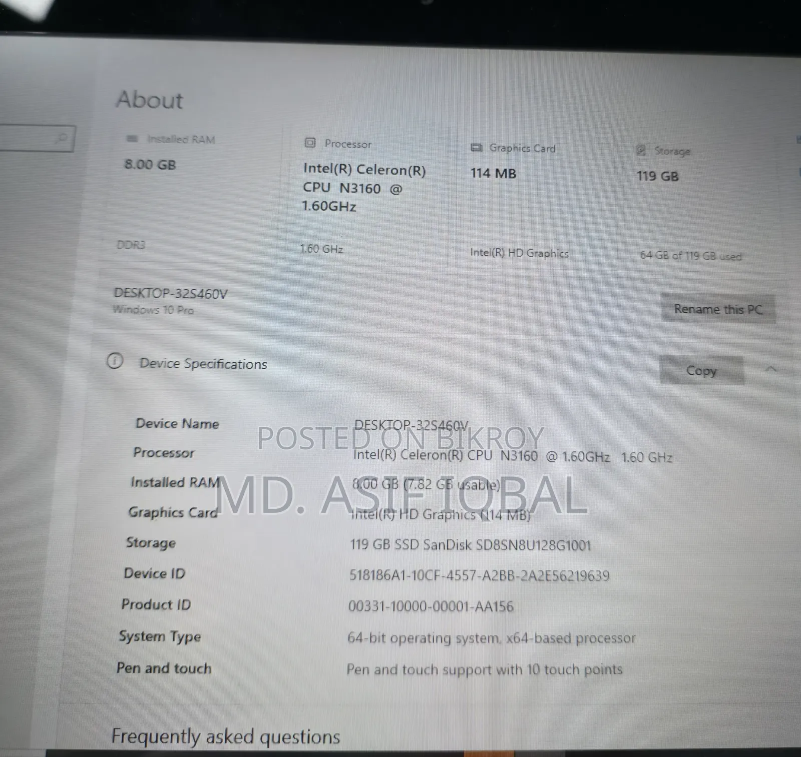 Laptop Lenovo Yoga 11e 8.00 Gigabytes Intel Celeron Solid State Drive 128 Gigabytes