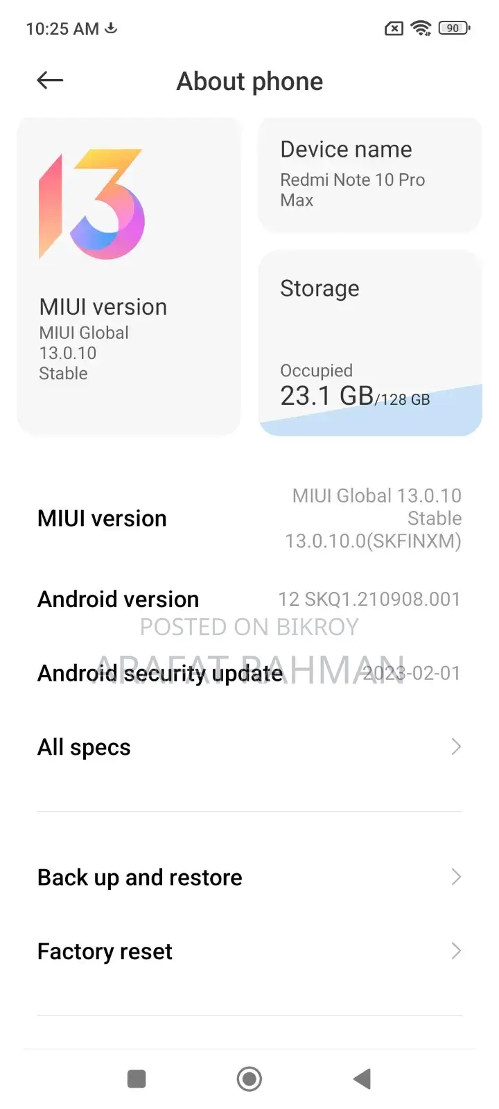 Xiaomi Redmi Note 10 Pro Max 128 GB Bronze