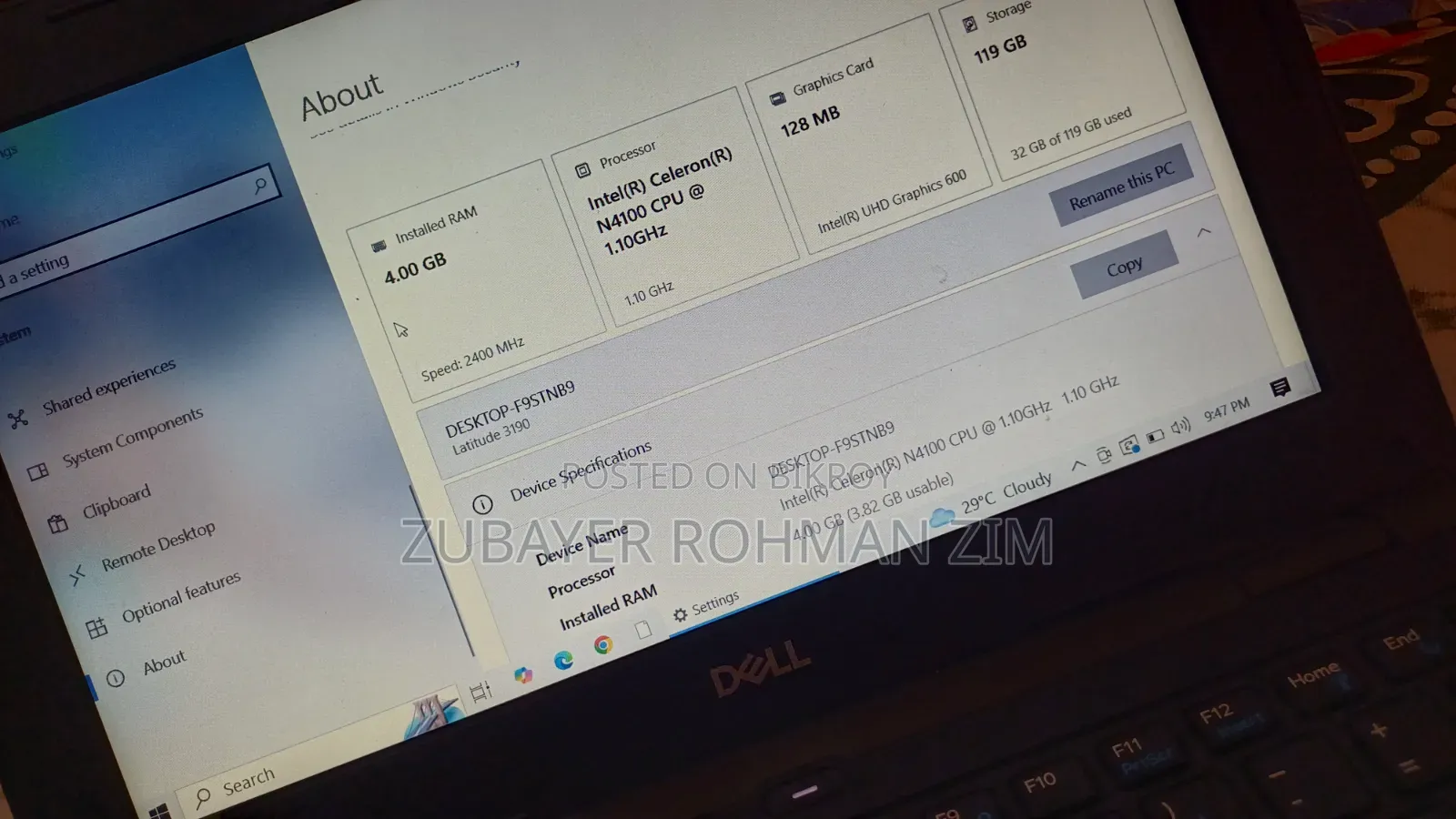 Laptop Dell Latitude 3190 4GB AMD Ryzen 5 SSD 128GB