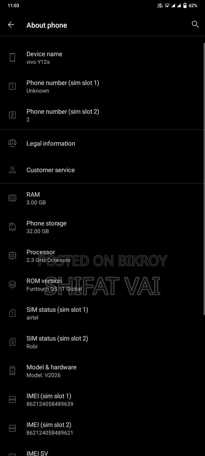 Vivo Y12s 32 GB Silver