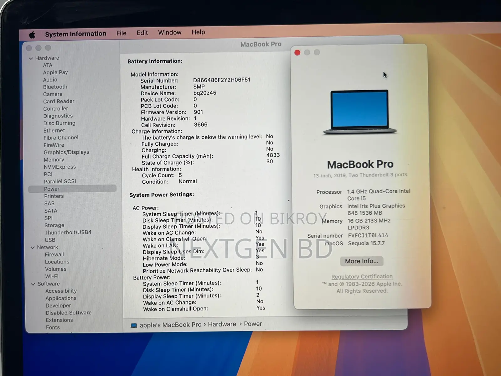 Laptop Apple MacBook Pro 2019 16GB Intel Core I5 SSD 256GB