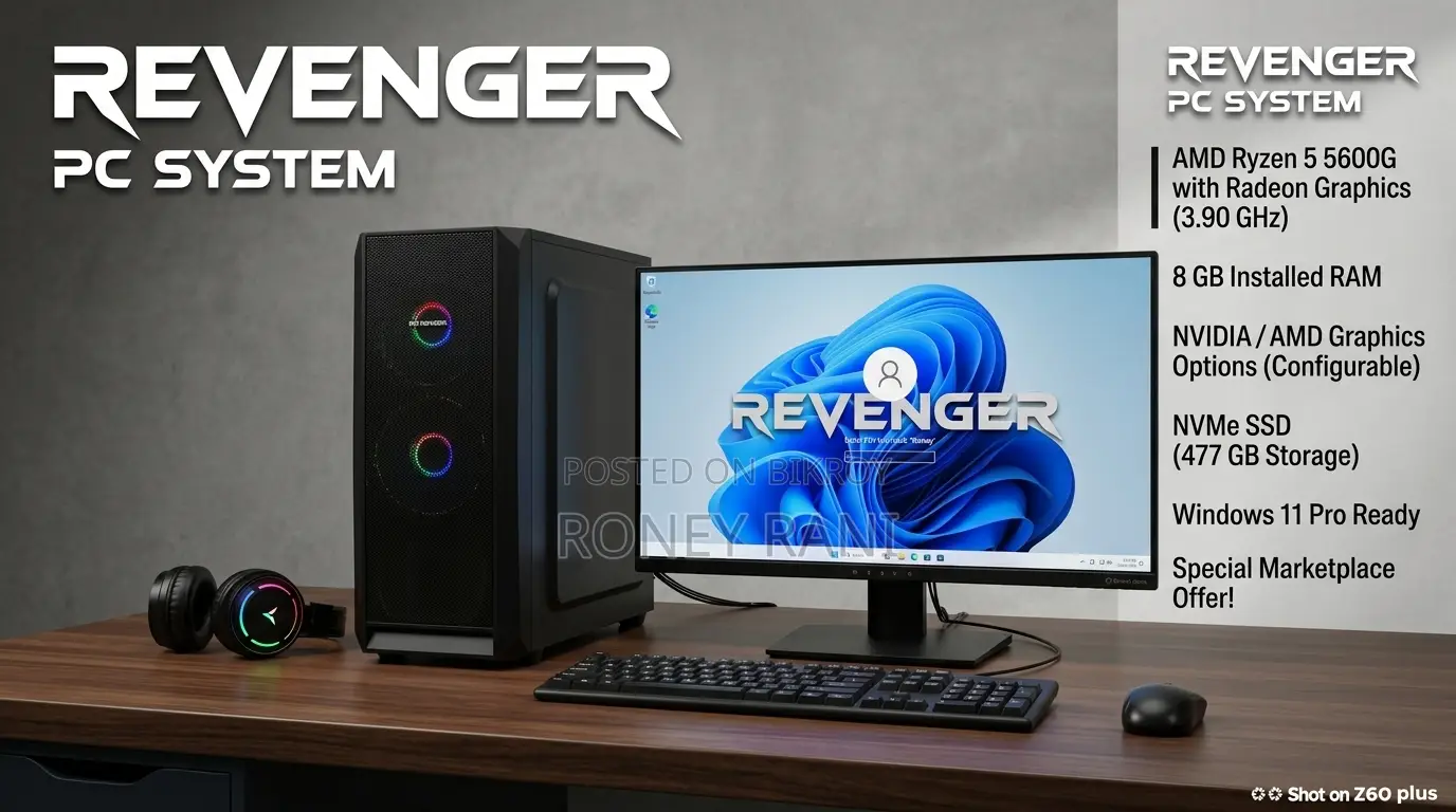 Desktop Computer Gigabyte 8GB AMD Ryzen 5 SSD 500GB