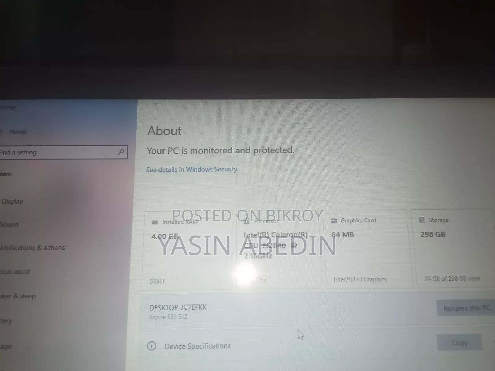 Laptop Acer Aspire 1 A114-31 4GB Intel Core i5 SSD 256GB