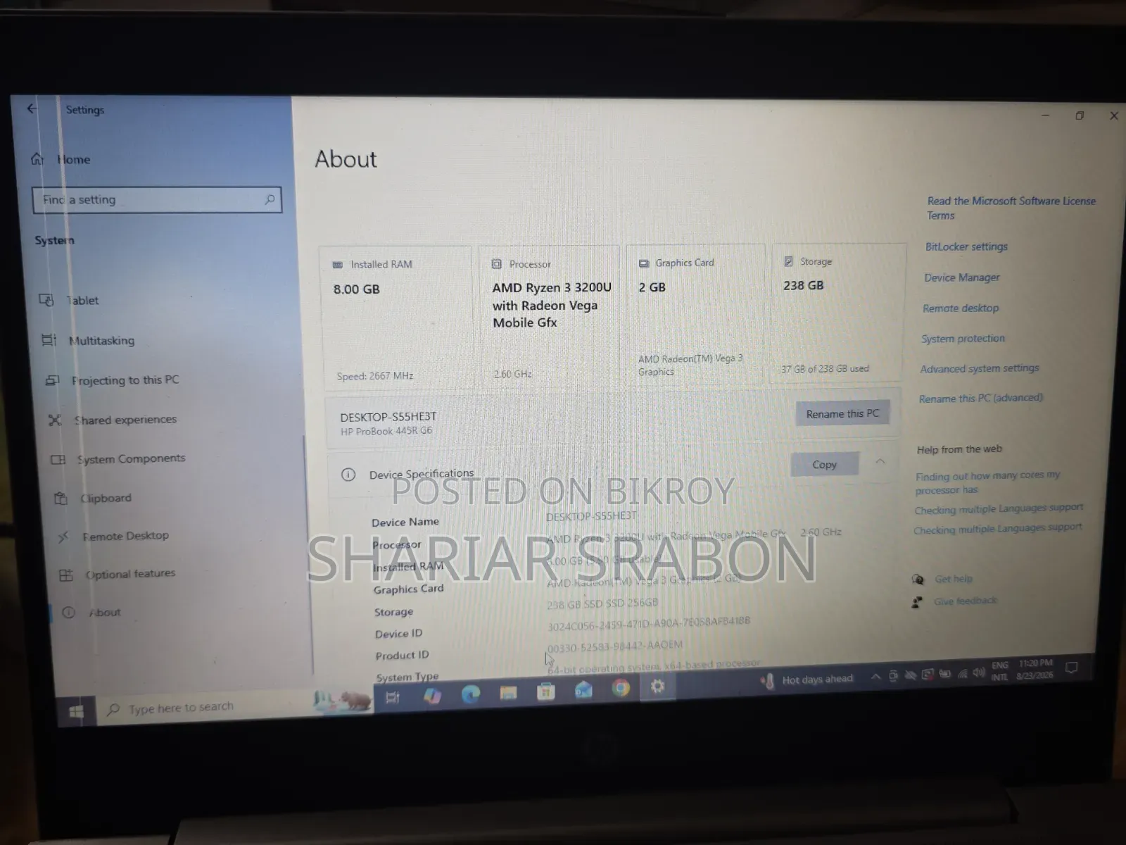 Laptop HP ProBook 445R G6 8GB AMD Ryzen 3 SSD 256GB