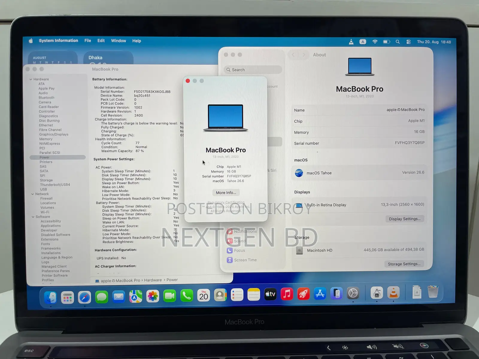 Laptop Apple MacBook Pro 2020 M1 16GB Apple M1 SSD 512GB