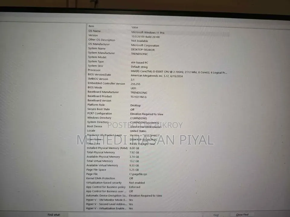 Desktop Computer 8GB Intel Core i5 SSD 256GB