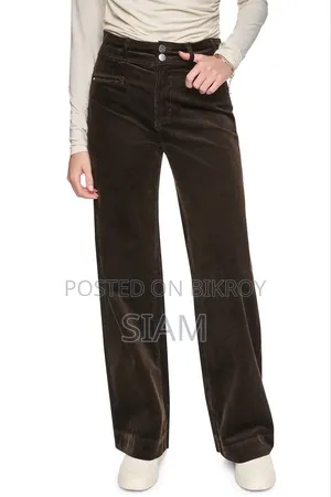 Brown Corduroy Wide-Leg Pants