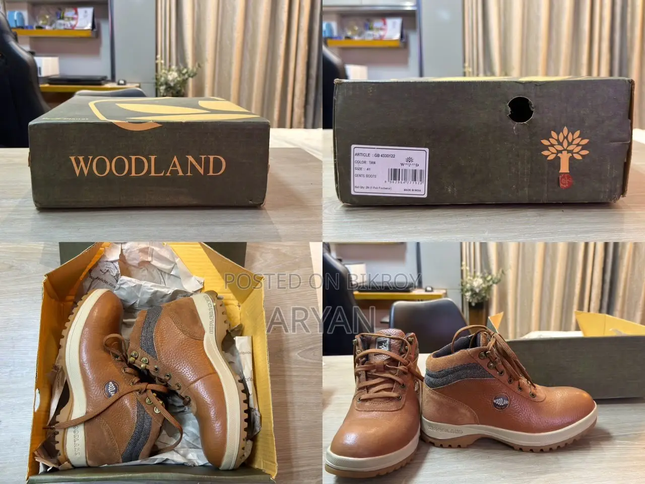 Woodland Tan Leather Boots (Size 41) -Brand New With Original Box