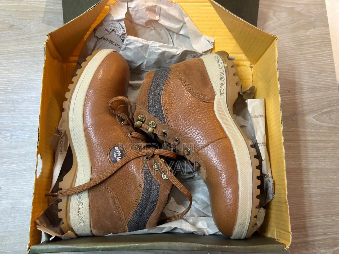 Woodland Tan Leather Boots (Size 41) -Brand New With Original Box