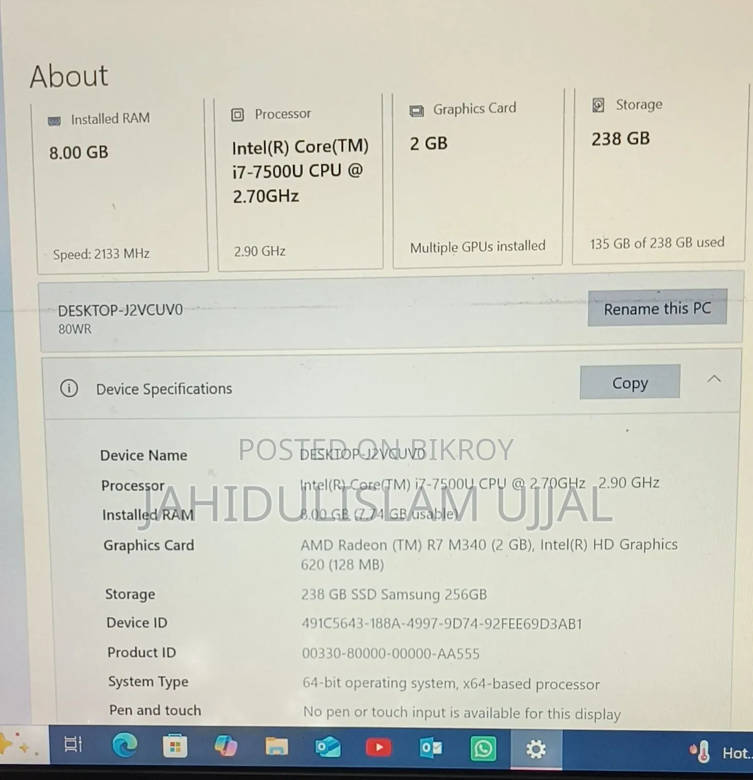 Laptop Lenovo IdeaPad 320 8GB Intel Core i7 SSD 256GB