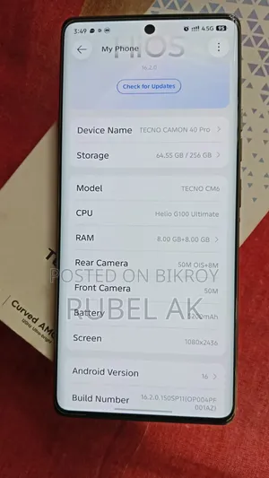Tecno Camon 40 Pro 4G 256 GB Black