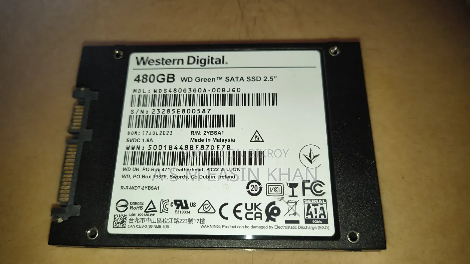 Sata SSD Western Digital 480 GB
