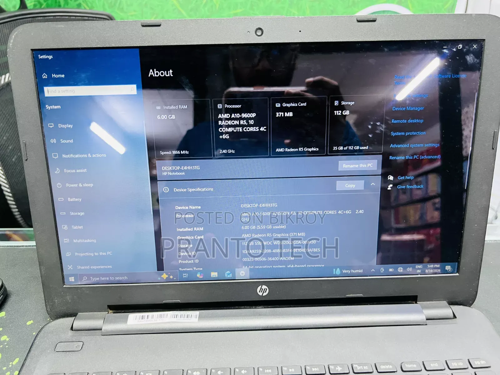 Laptop HP 15s 8GB AMD SSD 128GB