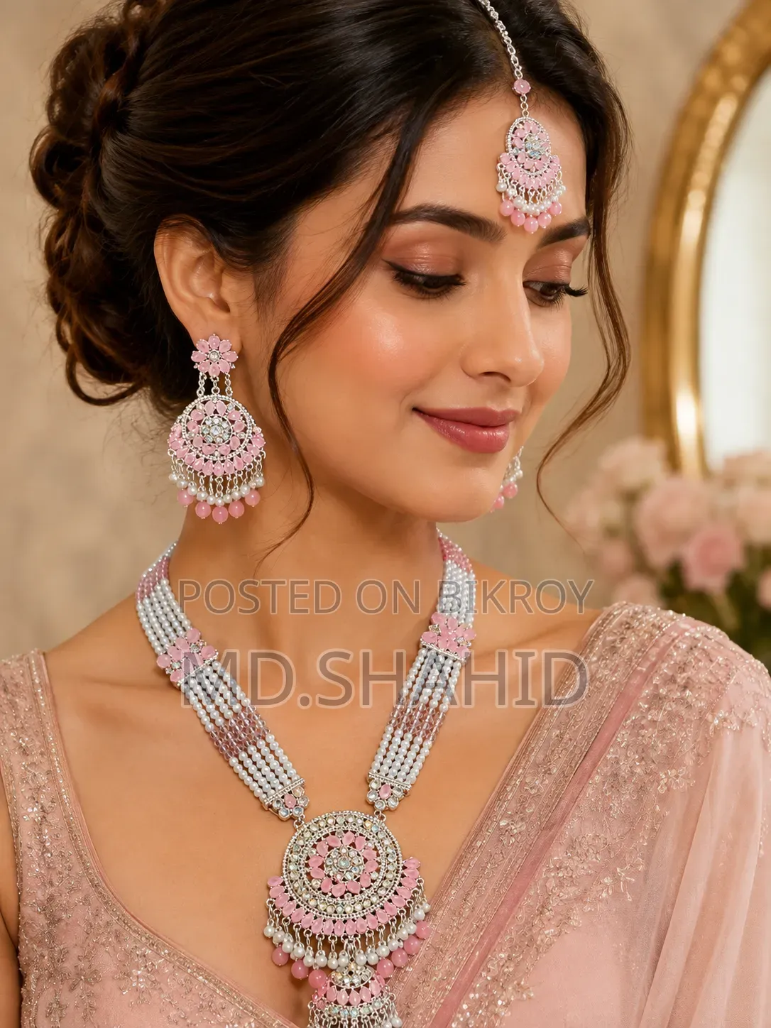 ✨ Elegant Pink & Pearl Jewelry Set ✨