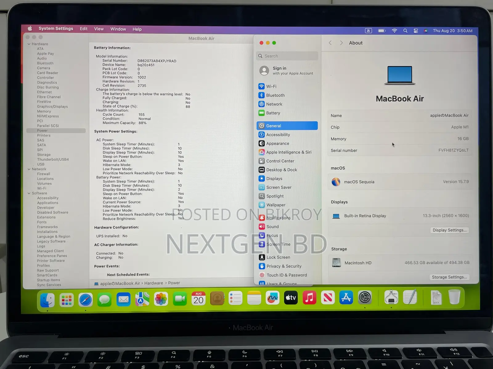 Laptop Apple MacBook Air 2020 M1 16GB Apple M1 SSD 512GB