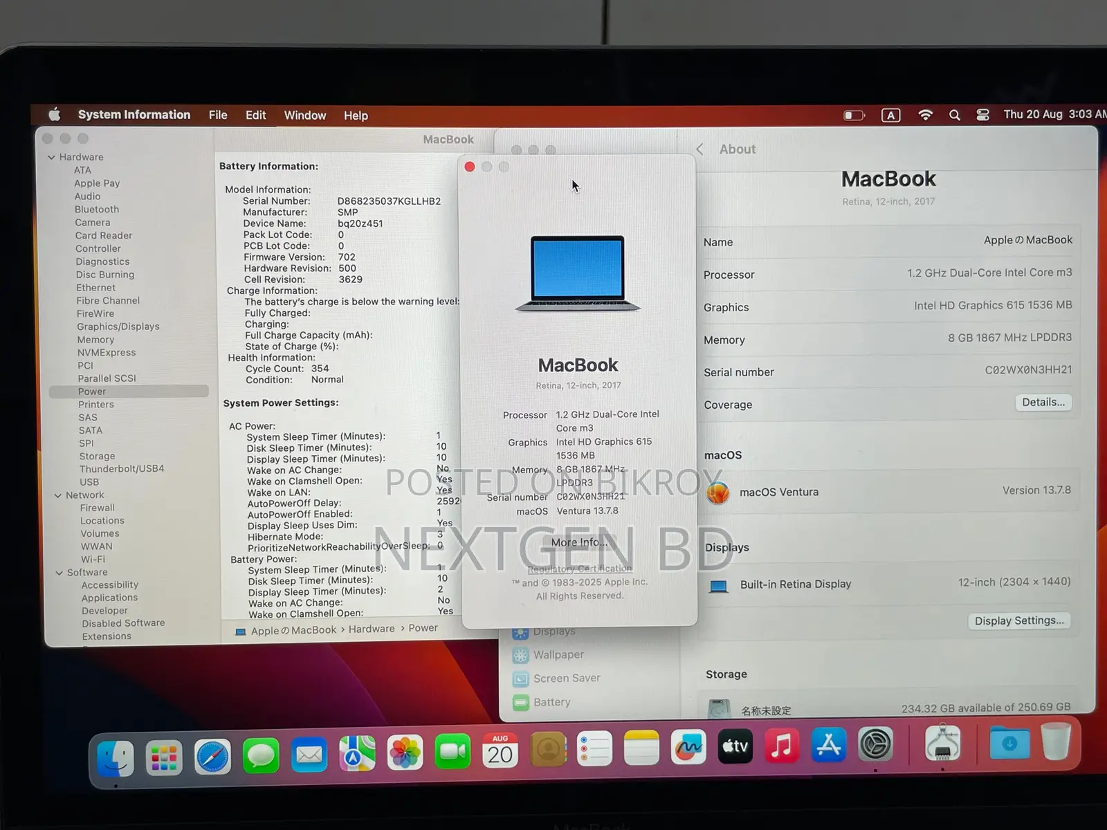 Laptop Apple MacBook 2017 8GB Intel Core M3 SSD 256GB