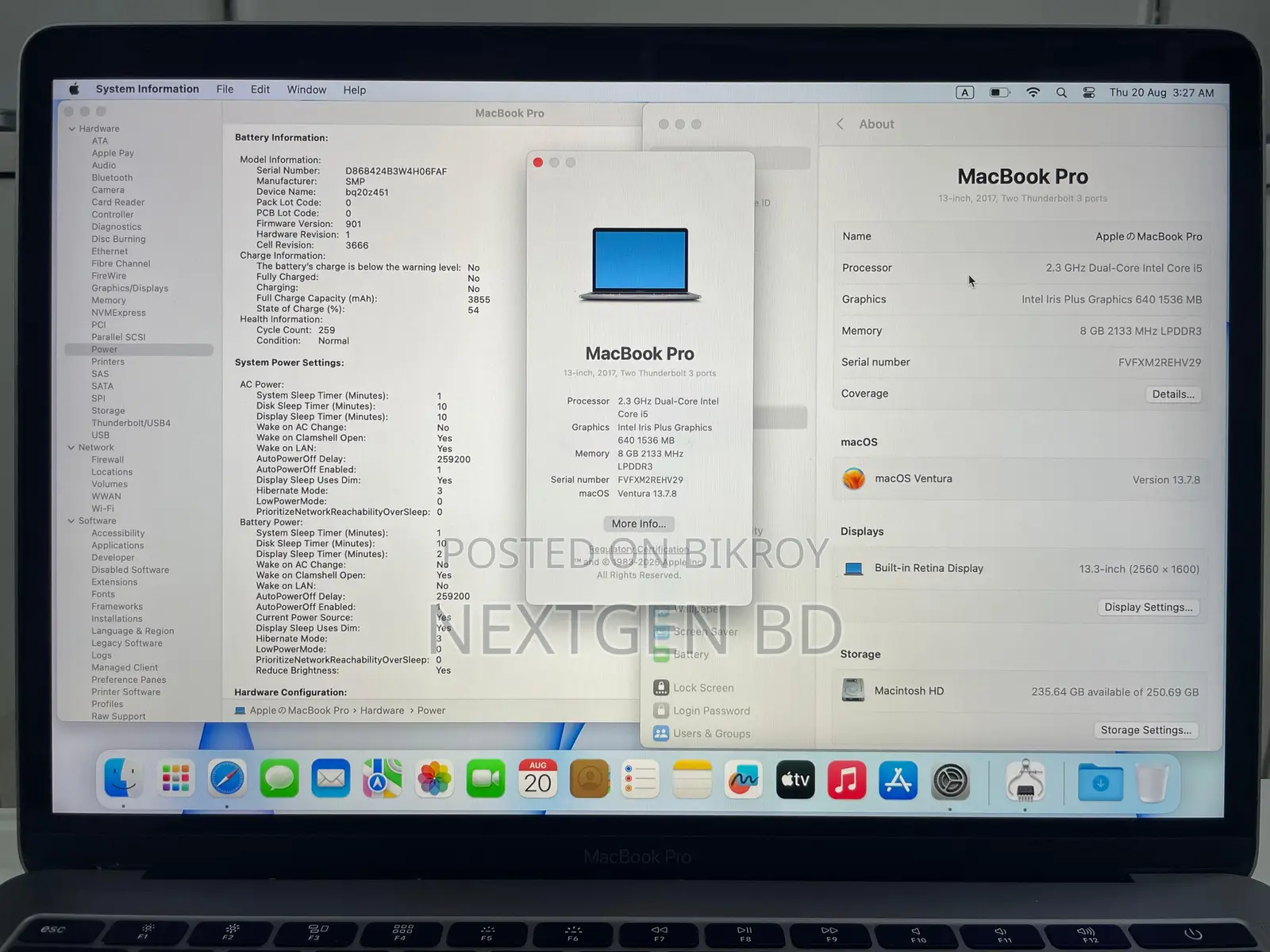 Laptop Apple MacBook Pro 2017 8GB Intel Core i5 SSD 256GB