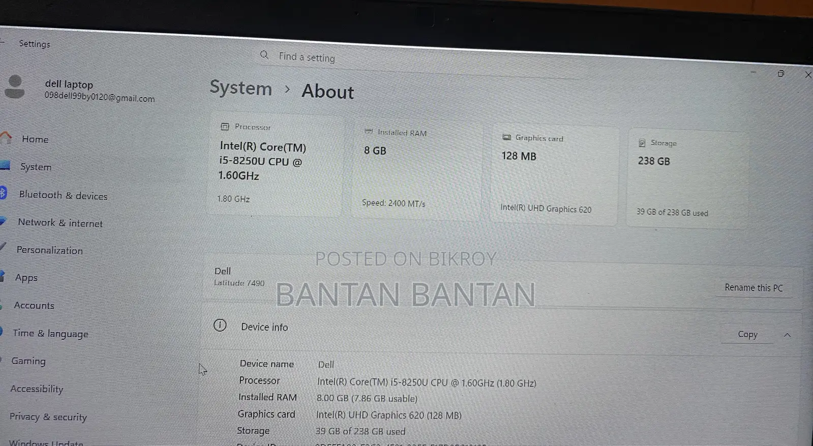 Laptop Dell Latitude 7490 8GB Intel Core i5 SSD 256GB