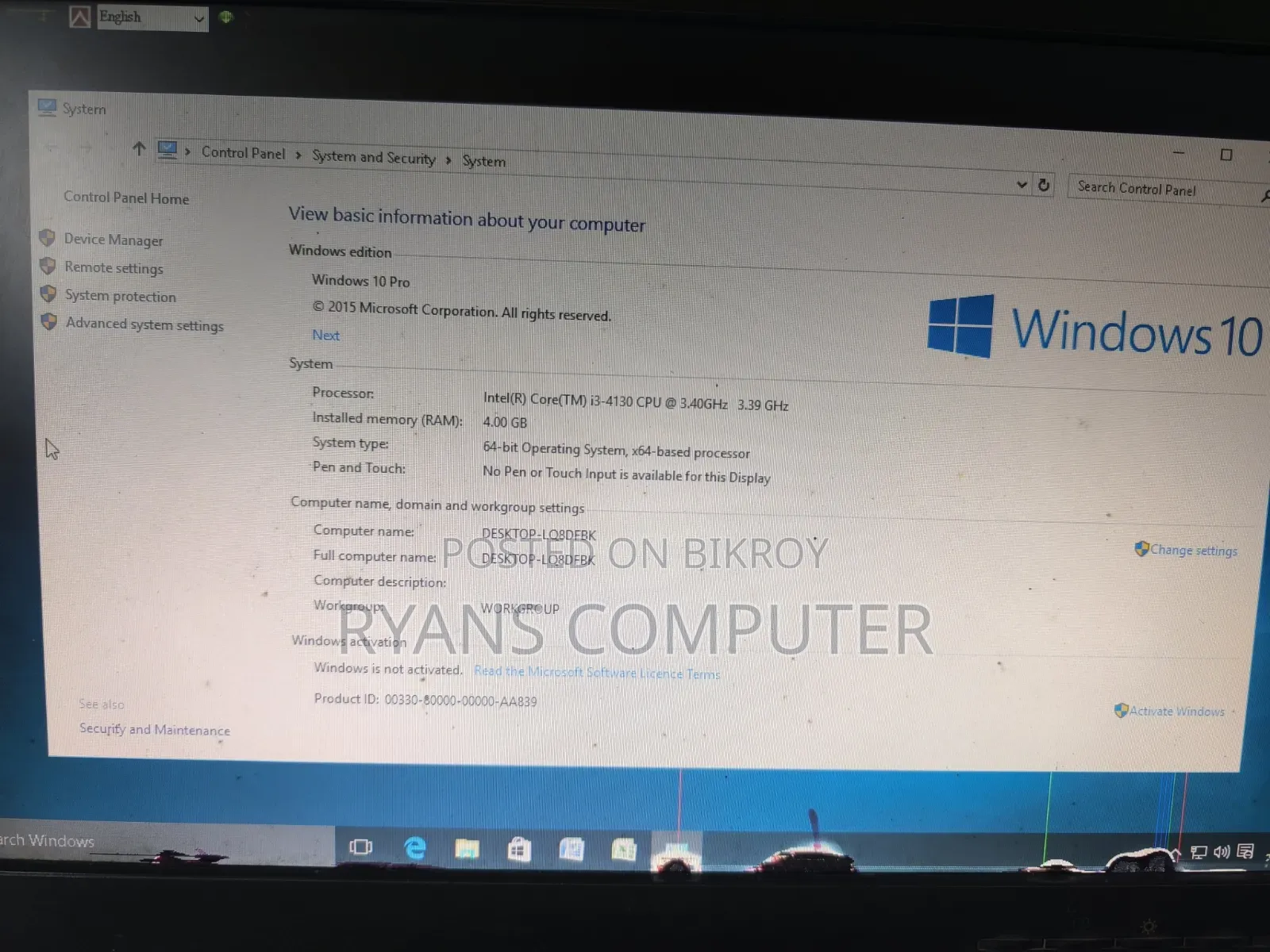 Desktop Computer 4GB Intel Core i3 HDD 500GB