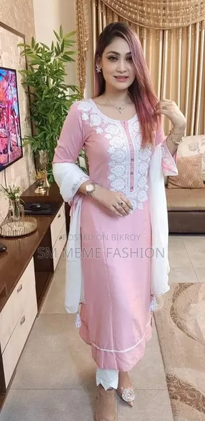 Indian Aari thread work ready-made three-piece.