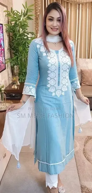 Indian Aari thread work ready-made three-piece.
