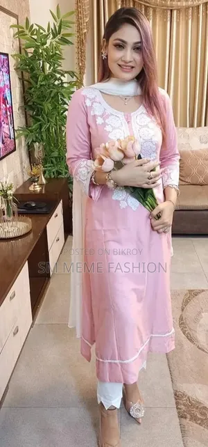 Indian Aari thread work ready-made three-piece.