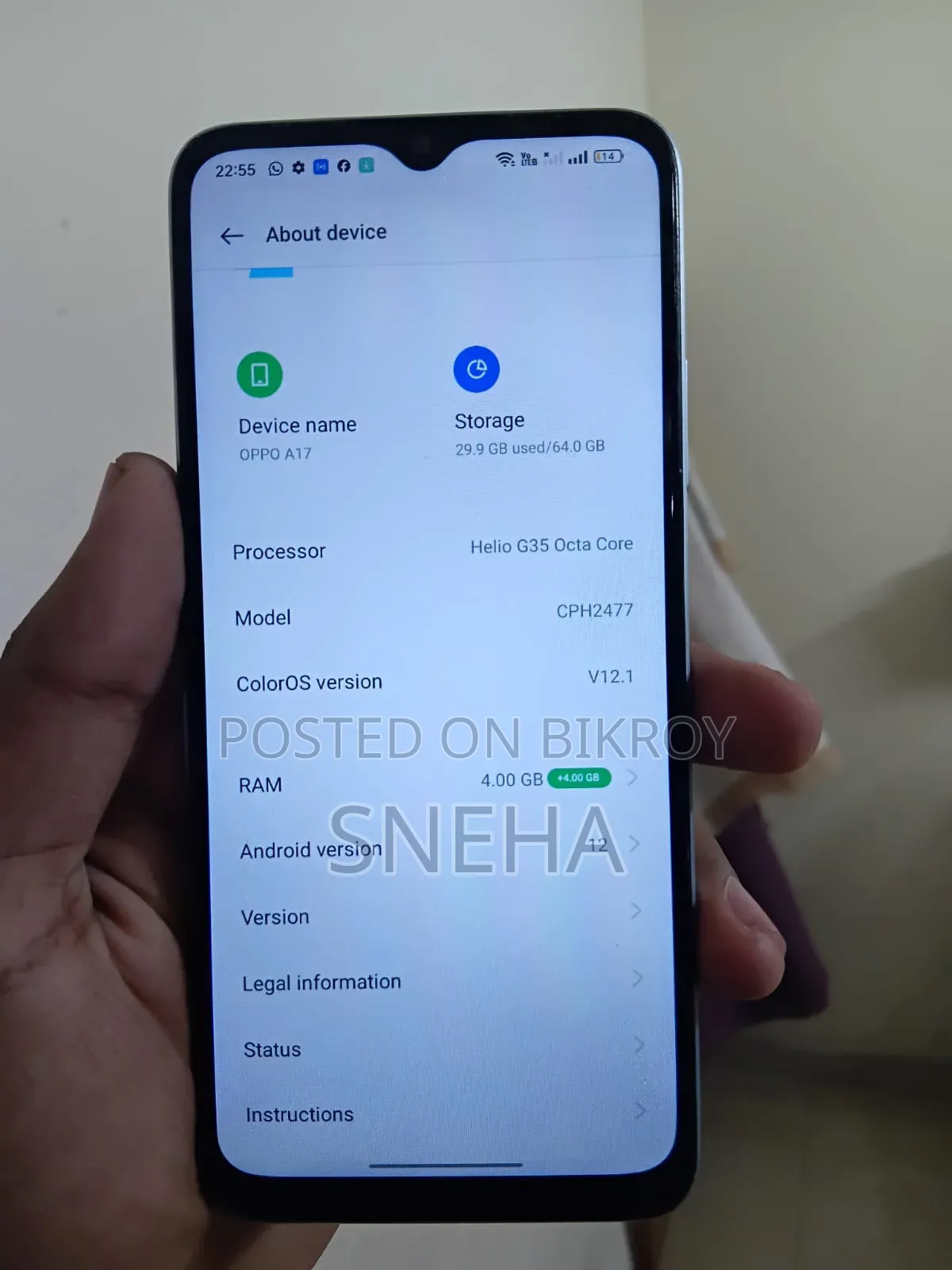 New Oppo A17 64 GB Blue