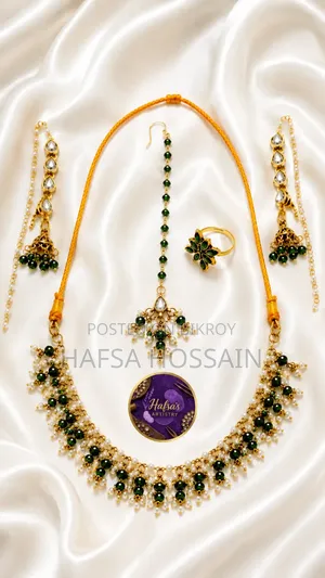 Complete Green & Pearl Jewelry Set