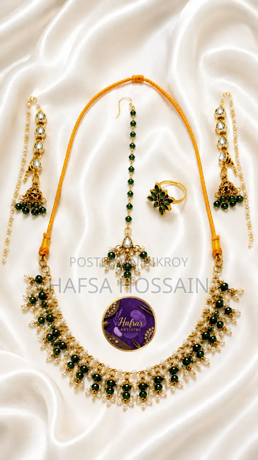 Complete Green & Pearl Jewelry Set