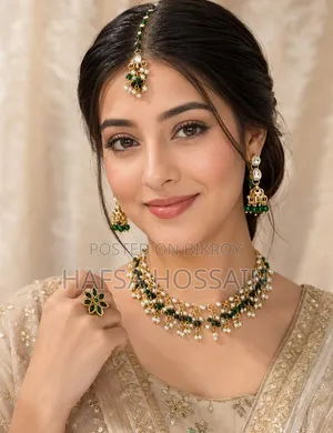 Complete Green & Pearl Jewelry Set