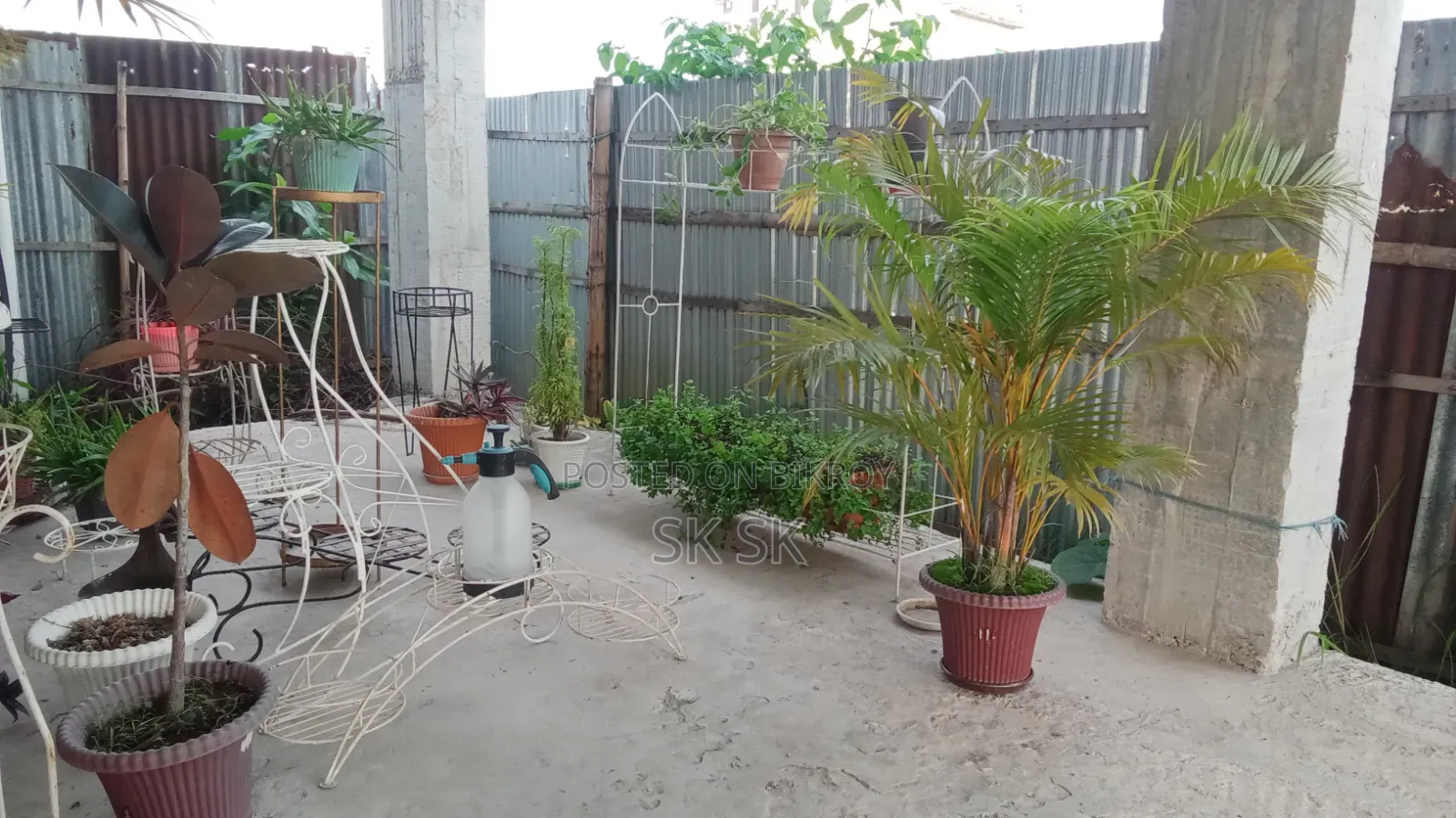 13 pcs plant stands for sale, along with many free plants, soil, and pots