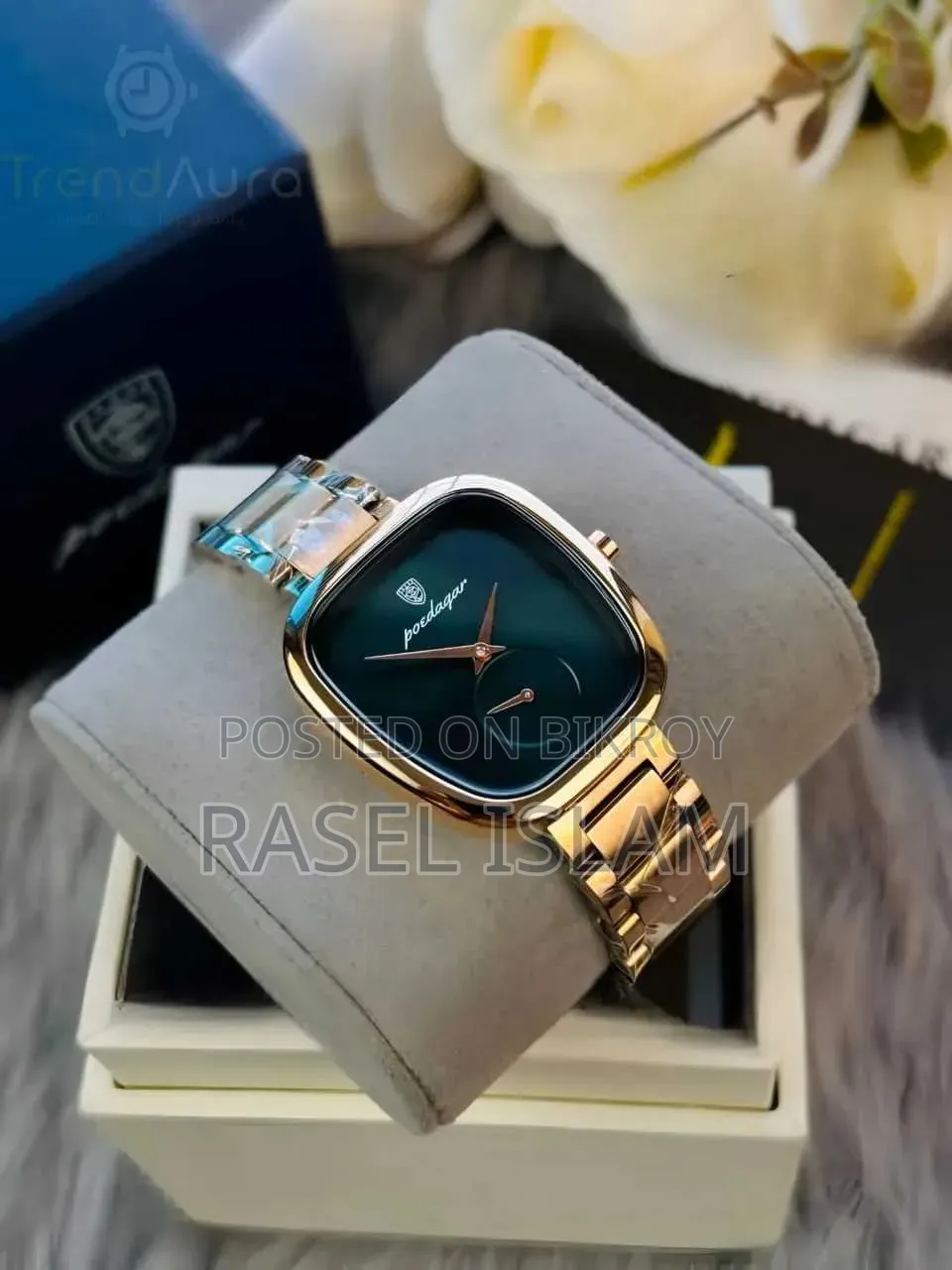 Poedagar Square Men's Watch with 4 Color Box