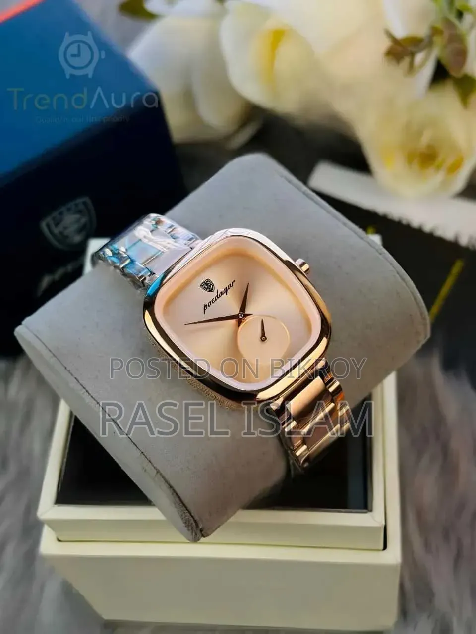 Poedagar Square Men's Watch with 4 Color Box
