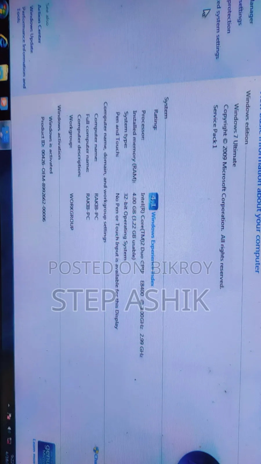 Desktop Computer Asus 4GB Intel Core i3 SSD 32GB